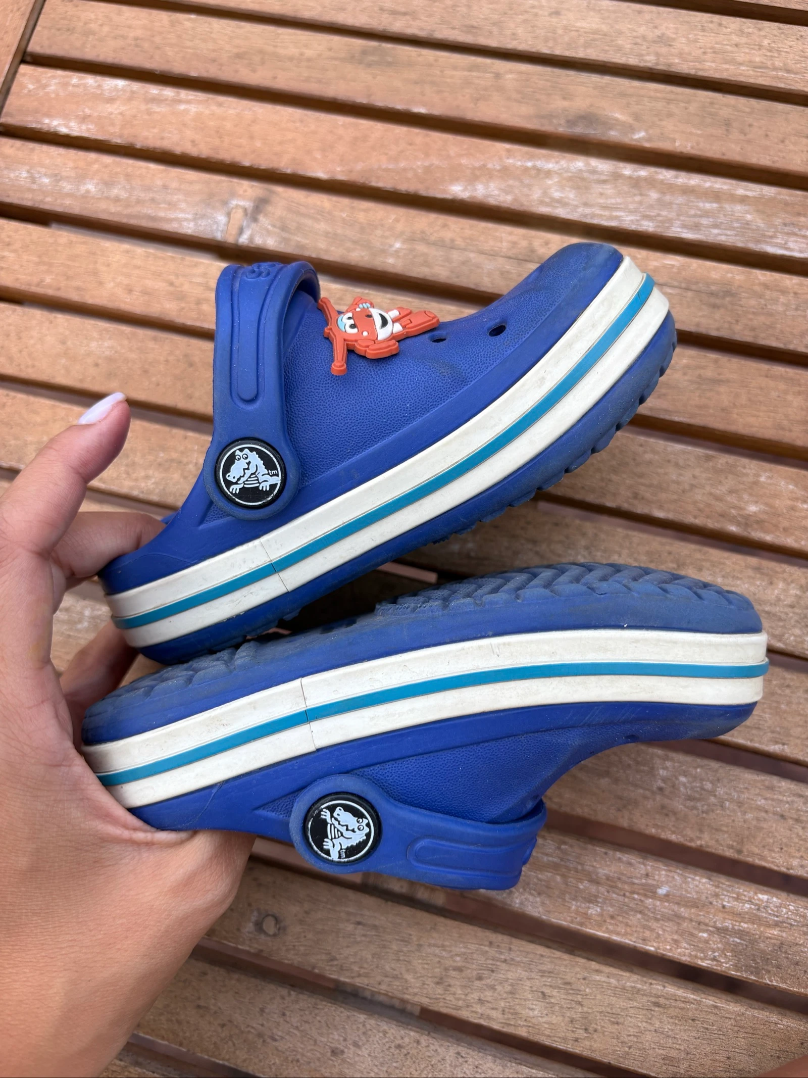 Blue Crocs Clogs with Super Wings Pin (Jett) - Size C7 / 23-24 – photo 6
